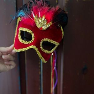 Gorgeous Red Masquerade Headband Mask